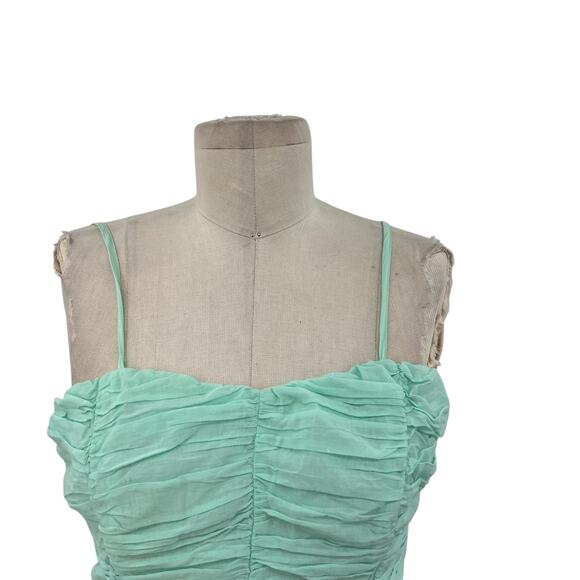 Urban Outfitters Kimchi Blue Belladonna Dress Ruched Mini Turquoise Size Medium - Picture 3 of 14